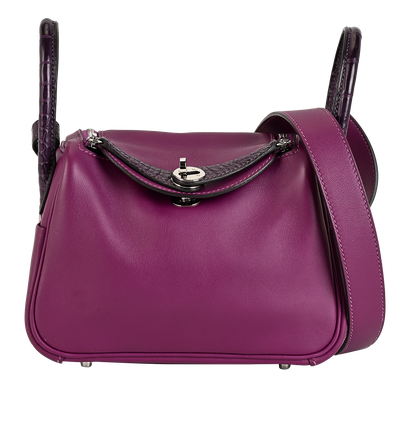 Mini Touch Lindy 20 In Swift/Alligator Anemone, &pound;8,500, Handbags, Purple, Leather, Front view